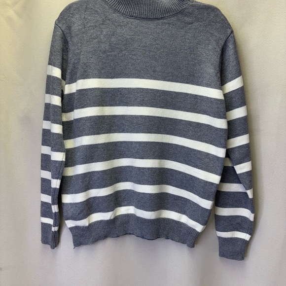 Kirundo Women’s Grey Striped Pullover Sweater Gray Mock Turtleneck Size Small - Picture 3 of 3